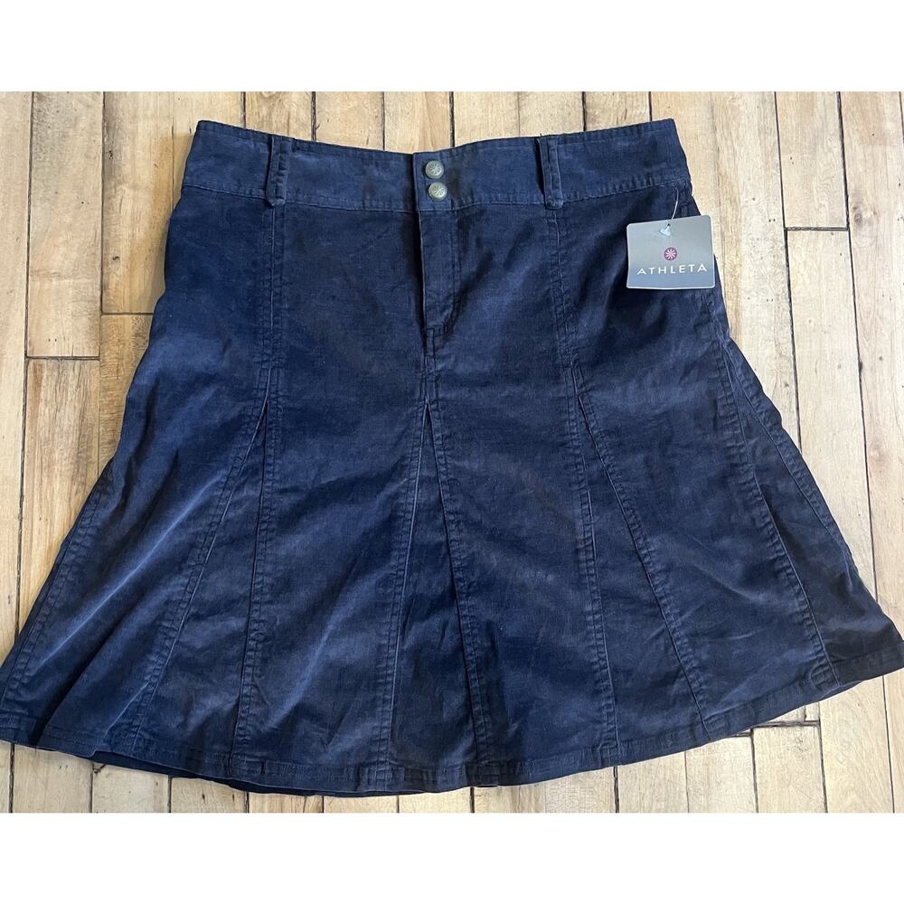 Athleta Corduroy Skirt Dark Gray A-Line Y2K Flowy Casual Travel Womens 6
